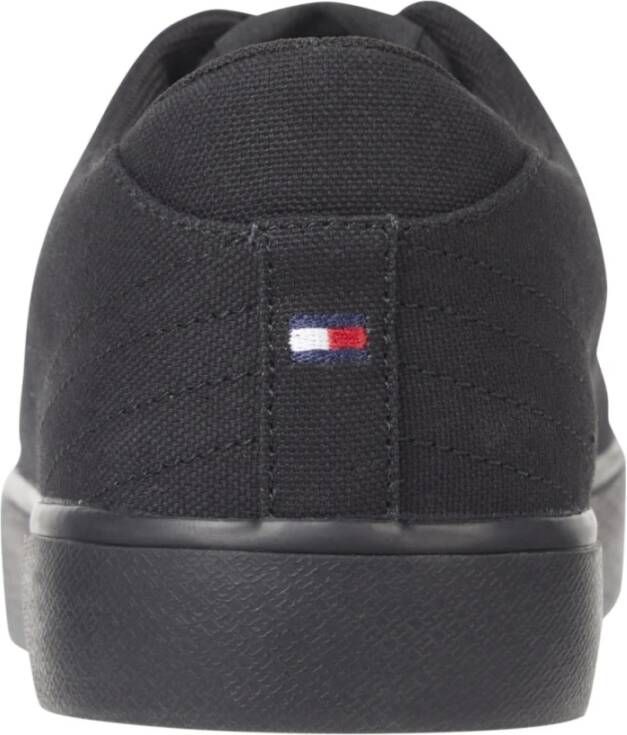 Tommy Hilfiger Zwarte Canvas Lage Top Sneakers Black Heren