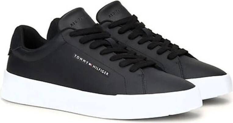 Tommy Hilfiger Zwarte Court Vrijetijd Sneakers Black Heren