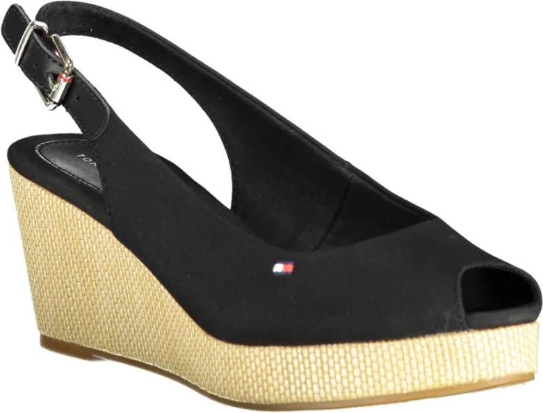 Tommy Hilfiger Zwarte damessandaal met enkelgesp Black Dames