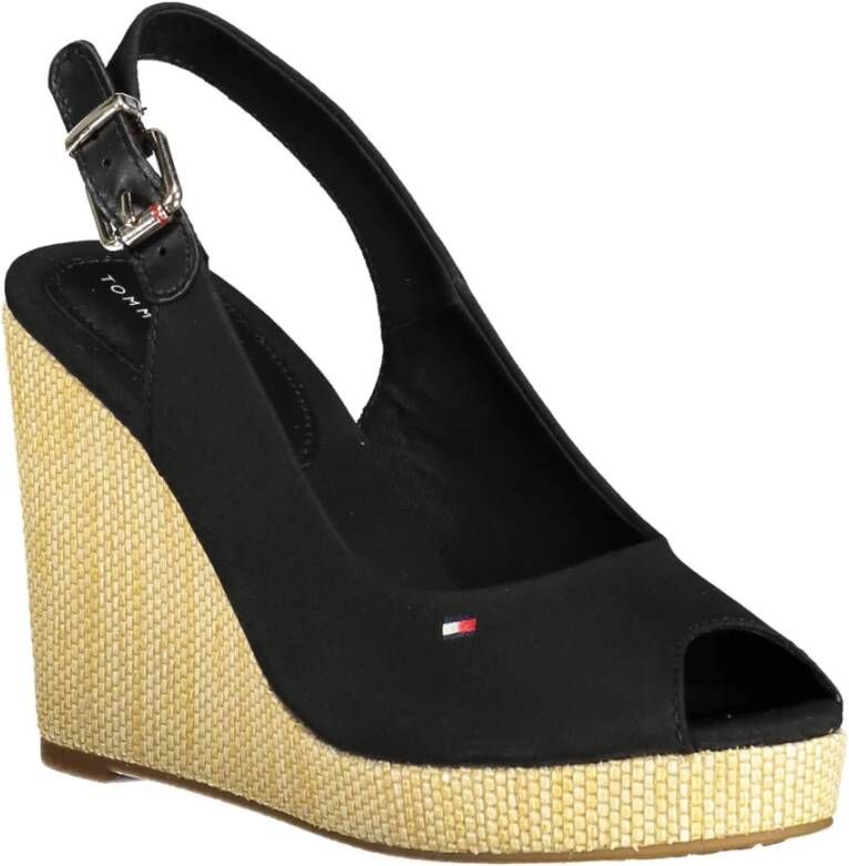 Tommy Hilfiger Zwarte katoenen sandaal Black Dames