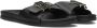 Tommy Hilfiger Zwarte Leren Hardware Platte Slippers Black Dames - Thumbnail 8