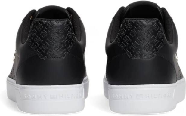 Tommy Hilfiger Zwarte leren sneakers Black Dames