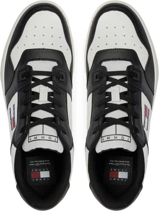 Tommy Hilfiger Zwarte Leren Sneakers Mannen Black Heren