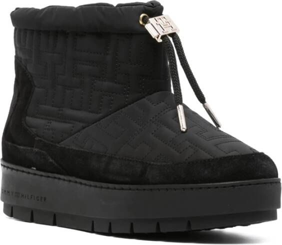 Tommy Hilfiger Zwarte Monogram Snowboot Enkellaarzen Black Dames