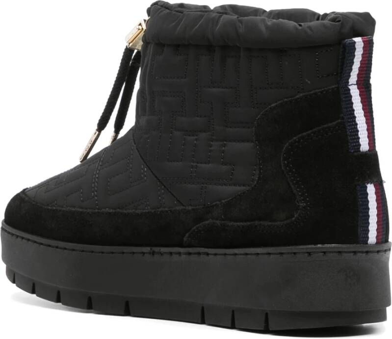 Tommy Hilfiger Zwarte Monogram Snowboot Enkellaarzen Black Dames