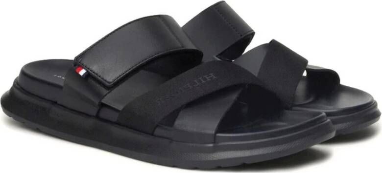 Tommy Hilfiger Zwarte platte sandalen Density Mix Black Heren