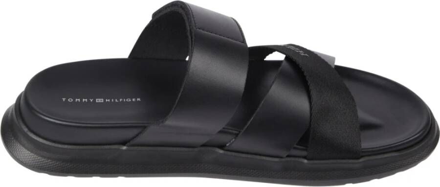 Tommy Hilfiger Zwarte platte sandalen Density Mix Black Heren