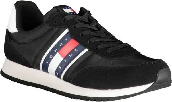 Tommy Hilfiger Zwarte Polyester Sneaker met Contrastdetails Black Heren