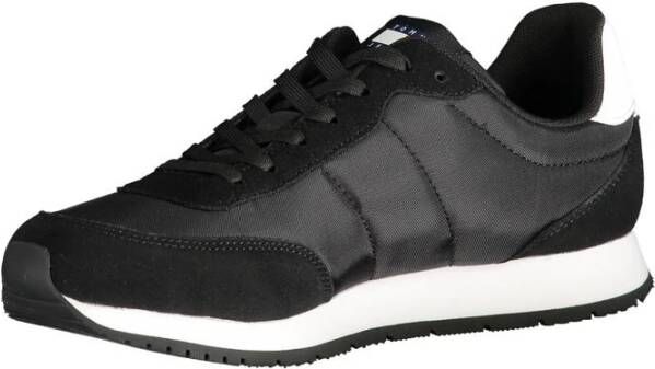 Tommy Hilfiger Zwarte Polyester Sneaker met Contrastdetails Black Heren