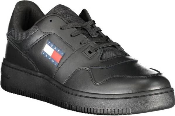 Tommy Hilfiger Zwarte Polyester Sneaker met Contrastdetails Black Heren