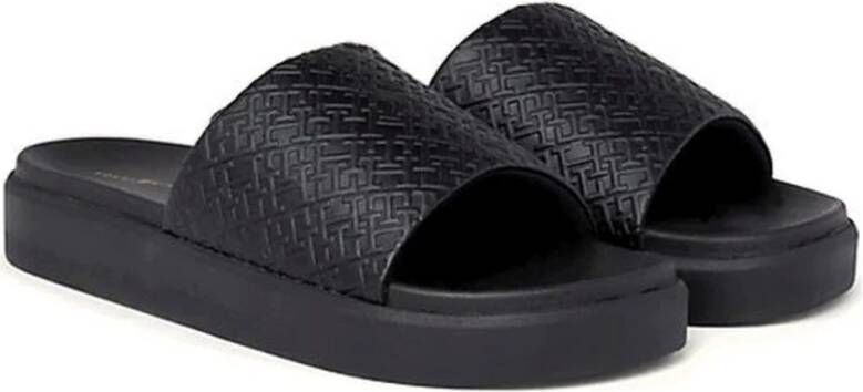 Tommy Hilfiger Zwarte Pool Slide Flip Flops Black Dames