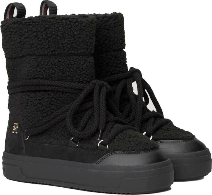 Tommy Hilfiger Zwarte Shearling Enkel Snowboot Black Dames