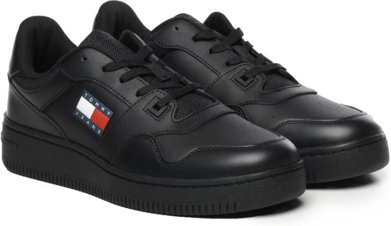 Tommy Hilfiger Zwarte Sneakers Veters Ronde Neus Black Heren