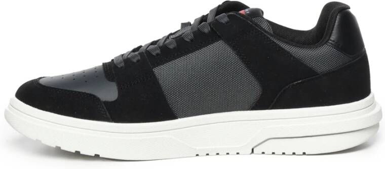 Tommy Hilfiger Zwarte Suède Sneakers met Rubberen Zool Black Heren