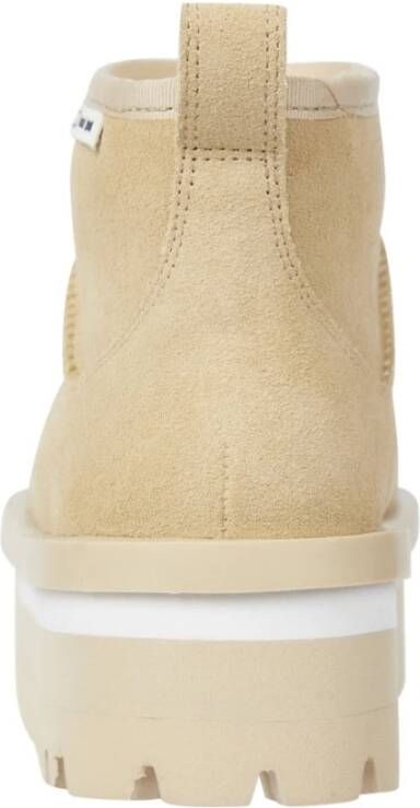 Tommy Jeans Beige Flatform Enkellaarzen voor Vrouwen Beige Dames