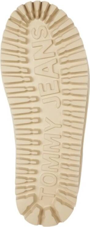 Tommy Jeans Beige Flatform Enkellaarzen voor Vrouwen Beige Dames