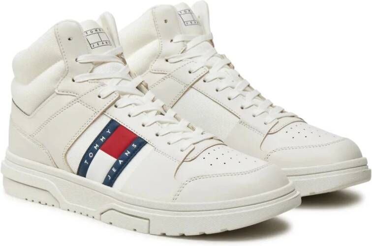 Tommy Jeans Beige Leren Hoge Sneakers Beige Heren