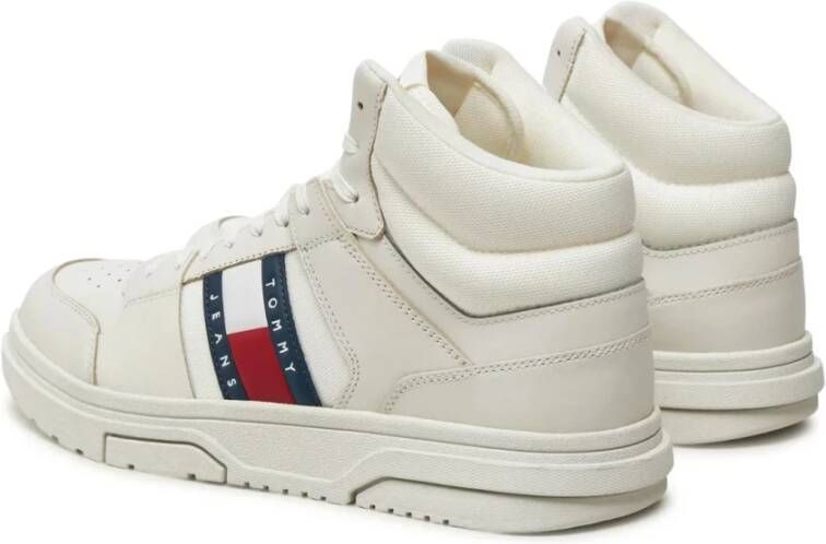 Tommy Jeans Beige Leren Hoge Sneakers Beige Heren