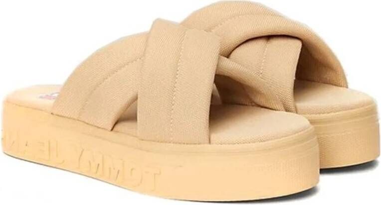 Tommy Jeans Beige Platte Sandaal Lettering Flatform Beige Dames