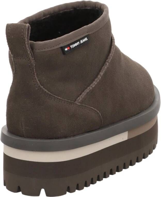 Tommy Jeans Bruine Suède Plateau Laarzen Brown Dames