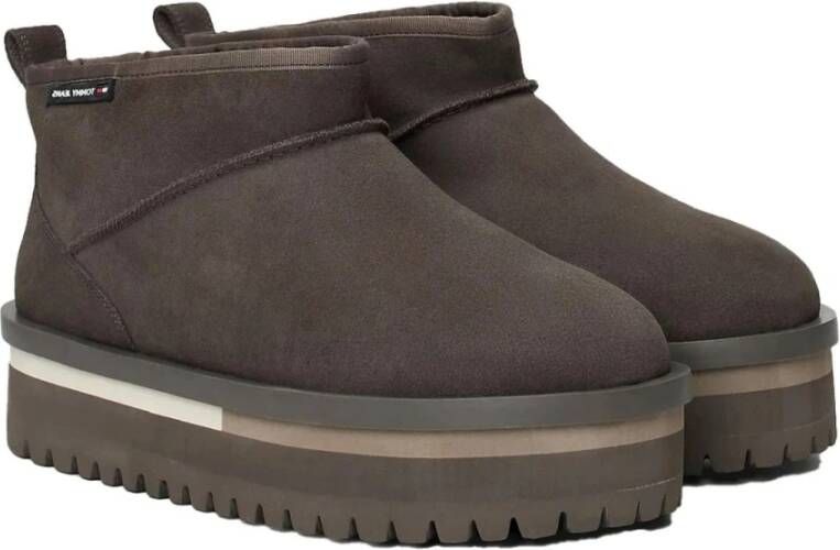 Tommy Jeans Grijze Flatform Enkellaarzen voor Vrouwen Gray Dames