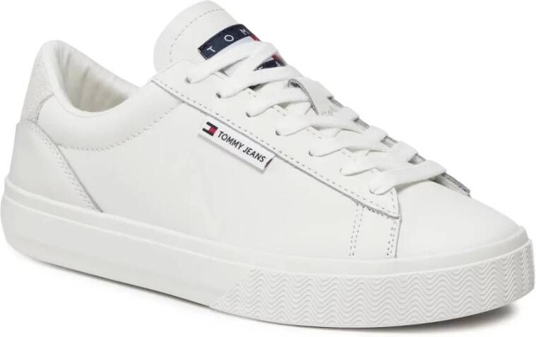 Tommy Jeans Lage Leren Sneakers Wit Patched White Dames