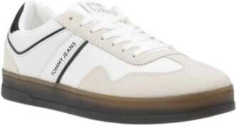 Tommy Jeans Leren Sneakers Lente Zomer Collectie Mannen White Heren