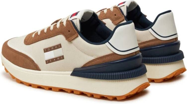 Tommy Jeans Mesh Leren Hardloopschoenen Bruin Brown Heren