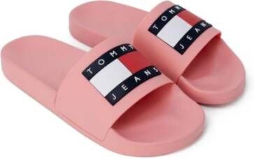 Tommy Jeans Oranje Polyethyleen Slide Sandalen Pink Dames