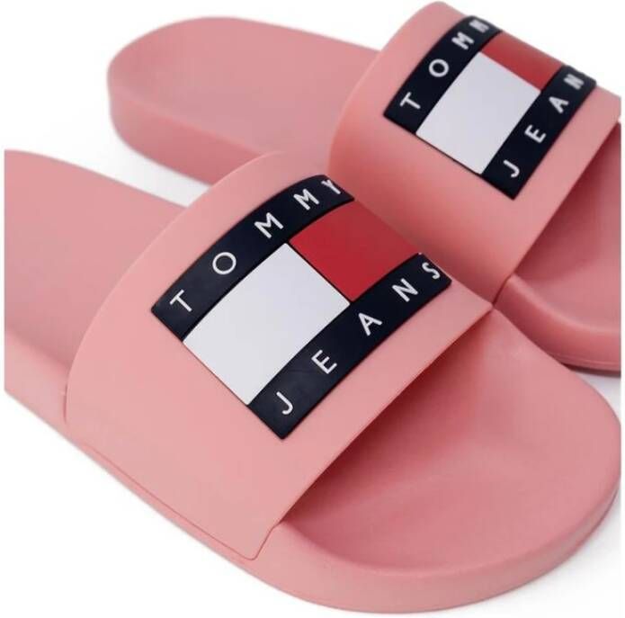 Tommy Jeans Oranje Polyethyleen Slide Sandalen Pink Dames