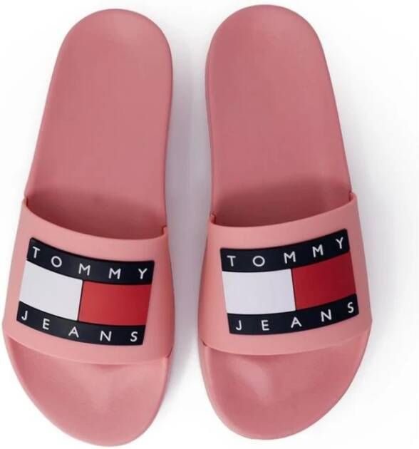 Tommy Jeans Oranje Polyethyleen Slide Sandalen Pink Dames