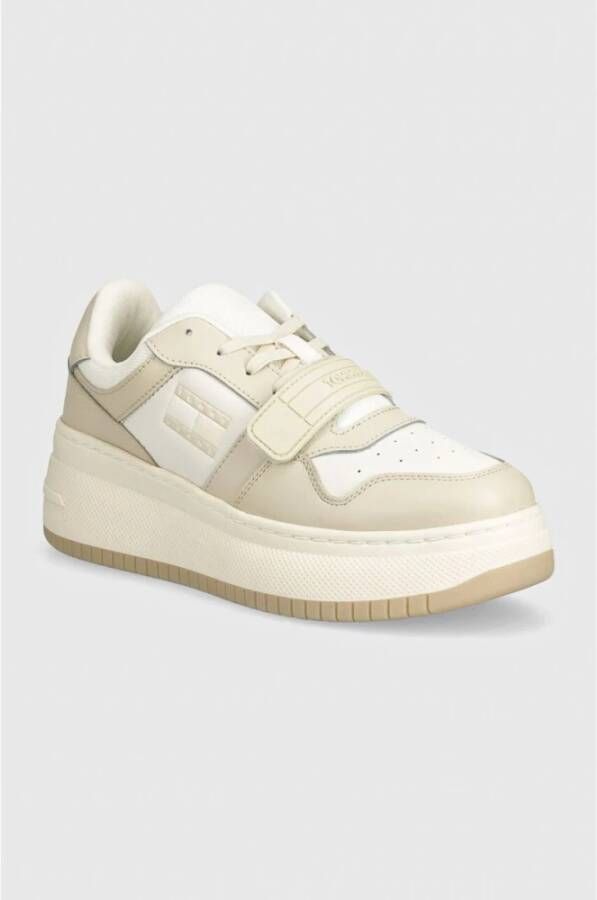 Tommy Jeans Retro Leren Sneakers Beige Dames