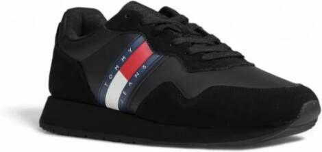 Tommy Jeans Sportieve Suède Sneakers met Rubberen Zool Black Heren