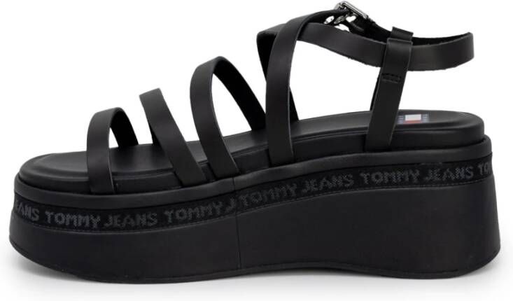 Tommy Jeans Strappy Wedge Sandalen Lente Zomer Collectie Black Dames