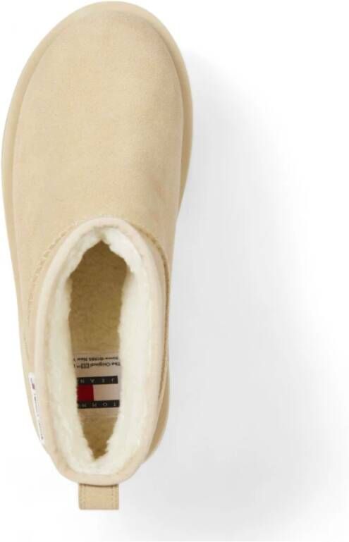 Tommy Jeans Suède Plateau Laarzen Beige Ronde Neus Beige Dames