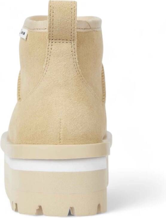 Tommy Jeans Suède Plateau Laarzen Beige Ronde Neus Beige Dames