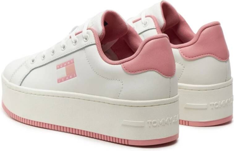 Tommy Jeans Witte Leren Plateau Sneakers White Dames