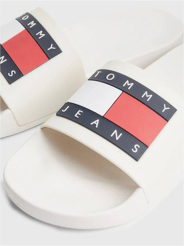 Tommy Jeans Witte PVC Logo Sliders voor Mannen White Heren