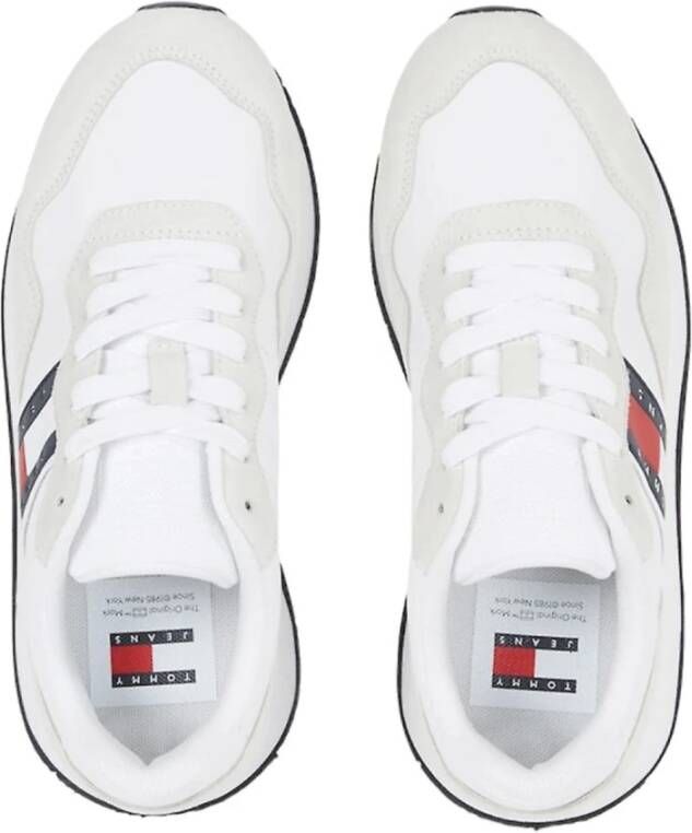 Tommy Jeans Witte Suède Sneakers met Ingebed Logo White Dames