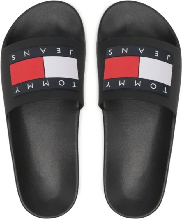 Tommy Jeans Zwarte Flip-flops Synthetisch Open Teen Antislip Black Dames