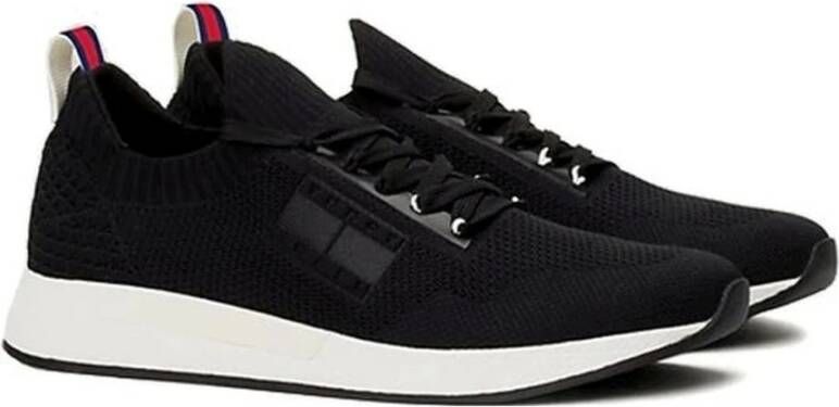 Tommy Jeans Zwarte Gebreide Sneakers voor Mannen Black Heren