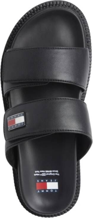 Tommy Jeans Zwarte platte sandalen voor vrouwen Black Dames