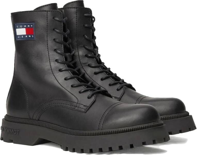 Tommy Jeans Zwarte Veterschoenen voor Heren Black Heren