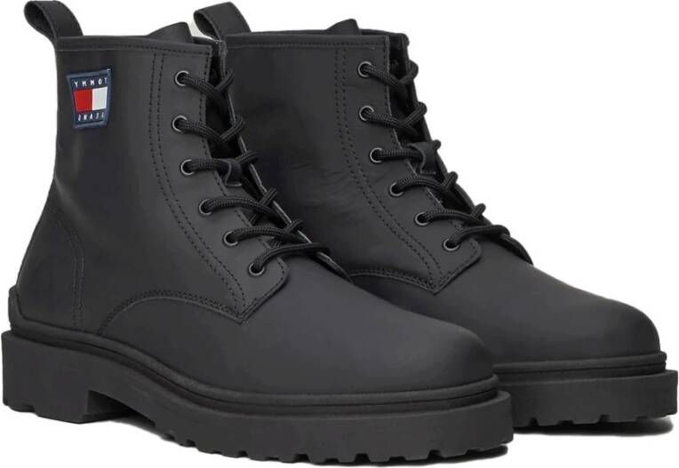 Tommy Jeans Zwarte Veterschoenen voor Mannen Black Heren