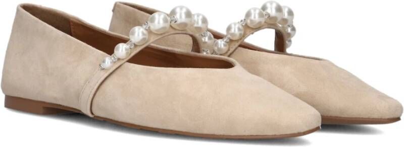 Toral Beige Suède Ballerina Flats met Gesp Beige Dames