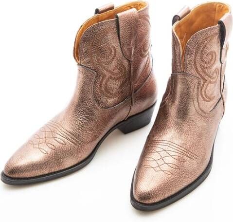 Toral Bronzen Cowboy Enkellaars Beige Dames