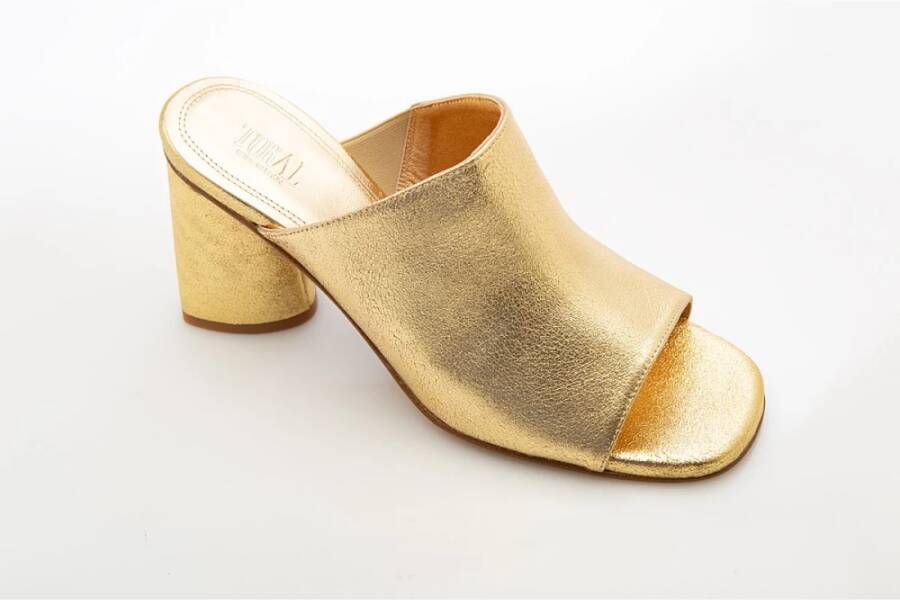 Toral Metallic Goud Leren Muiltjes Beige Dames