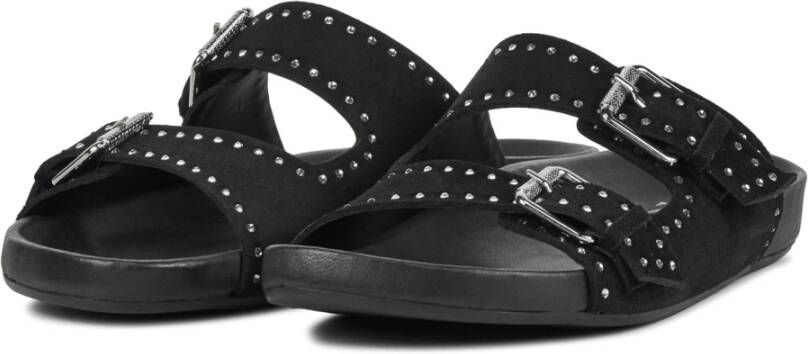 Toral Zwarte Leren Slippers Black Dames