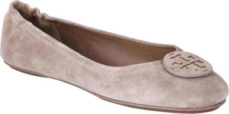 TORY BURCH Ballerina Flats met Logo Plaat Beige Dames