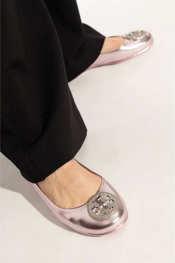 TORY BURCH Ballerina's met logo-vormige applicatie Pink Dames